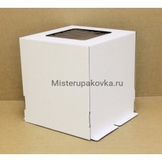Коробка для торта 500х500х500 мм, с окном, Белый