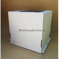 Коробка для торта 300х300х300 мм, с окном, белая