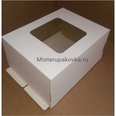 Коробка для торта 600х400х200 с окном.белый