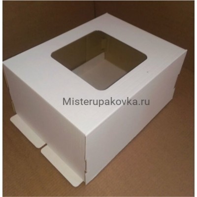 Коробка для торта 600х400х200 мм, с окном, белая