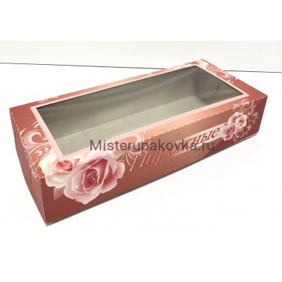 Коробка для пирожных 270x120x60 дизайн Цветы