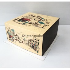 Коробка для торта 250х250х130 мм, Город