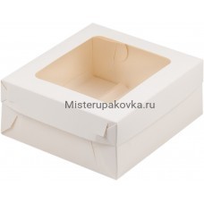 Коробка 140х130х60 мм, под 3 пирожных, с разделителями, белая