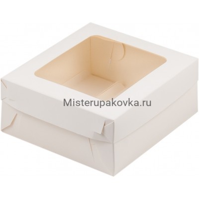 Коробка 140х130х60 мм, под 3 пирожных, с разделителями, белая