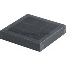 Коробка 155х155х130 мм, под 9 конфет, с п/кр, черная