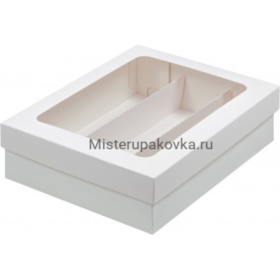 Коробка 210х165х55 мм с разделителем, с окном, белая