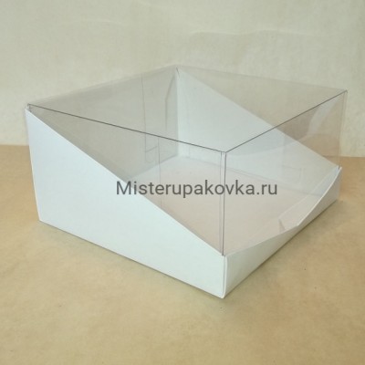 Коробка для торта 225х225х105 мм, крафт/белая