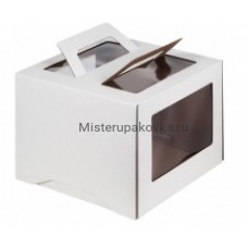 Коробка для торта 240х240х260 мм с ручками, белая